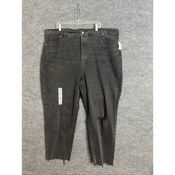 Old Navy Womens Extra High Rise Straight Jeans Plus Size 26 Black Distressed New - Picture 1 of 15